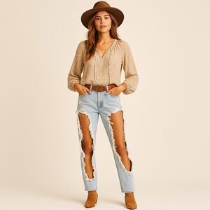 Wildfox Extreme Distressed Light Wash Jeans – Size 25